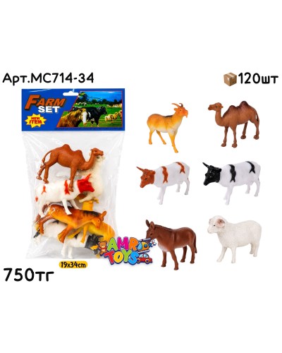 Животные FARM SET Домашние из 6шт в пакете MC714-34