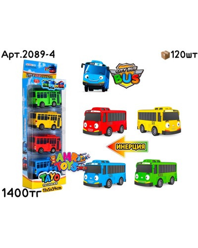 Машинки н-р в столбике TAYO из 4х 2089-4