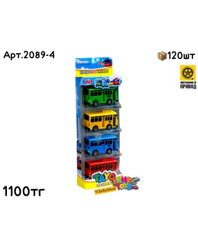 Машинки н-р в столбике TAYO из 4х 2089-4