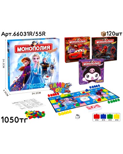 Игра Настольная Монополия Мультяшки 4 вида 66031R/55R