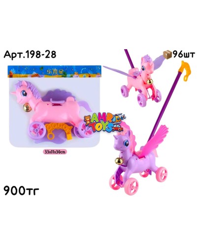 Каталка Единорожка с колокольчиком 2 цвета 198-28