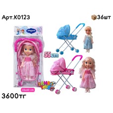 Коляска с куклой Frozen 2цв K0123