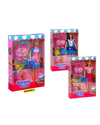 Кукла Барби Горничная с ребенком Bonnie Pink 3цв A112DD