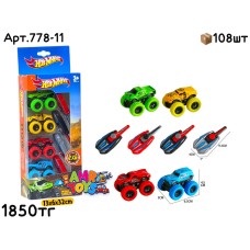 Машинки Hotwheels Столбик из 4 с Ключом Пускание 778-11