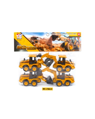 Машинки в пакете Строительная техника коричневая из 4шт 8338