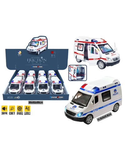 Машинки в шоубоксе Фургон Скорая Полиция из 8шт 7737