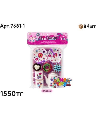 Набор белой посуды  с разноцветными цветочками 7681-1