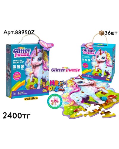 Пазлы GLITTER PUZZLE Единорожка 45pcs 88950Z