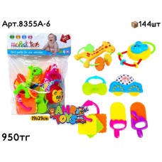 Развивающие н-р Погремушки с Жирафиком из 6шт 8355A-6