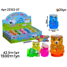 Слайм Лизун Crystal Mud Мишка мал из 24шт 22102-37