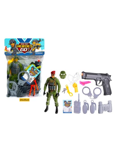 Солдат н-р Heroes Go с пистолетом 15дет 88888
