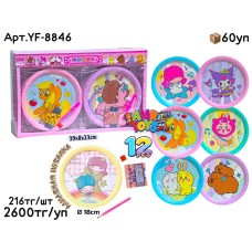 Творчество Алмазная Мозайка Круг Мультяшки из 12шт YF-8846