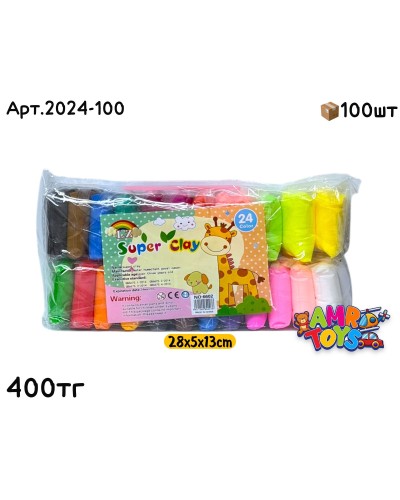 Воздушный Пластилин SUPER CLAY 24 цветов 6602-24(2024-100)